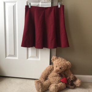 F21!! wine red valentines scuba mini skirt!!!